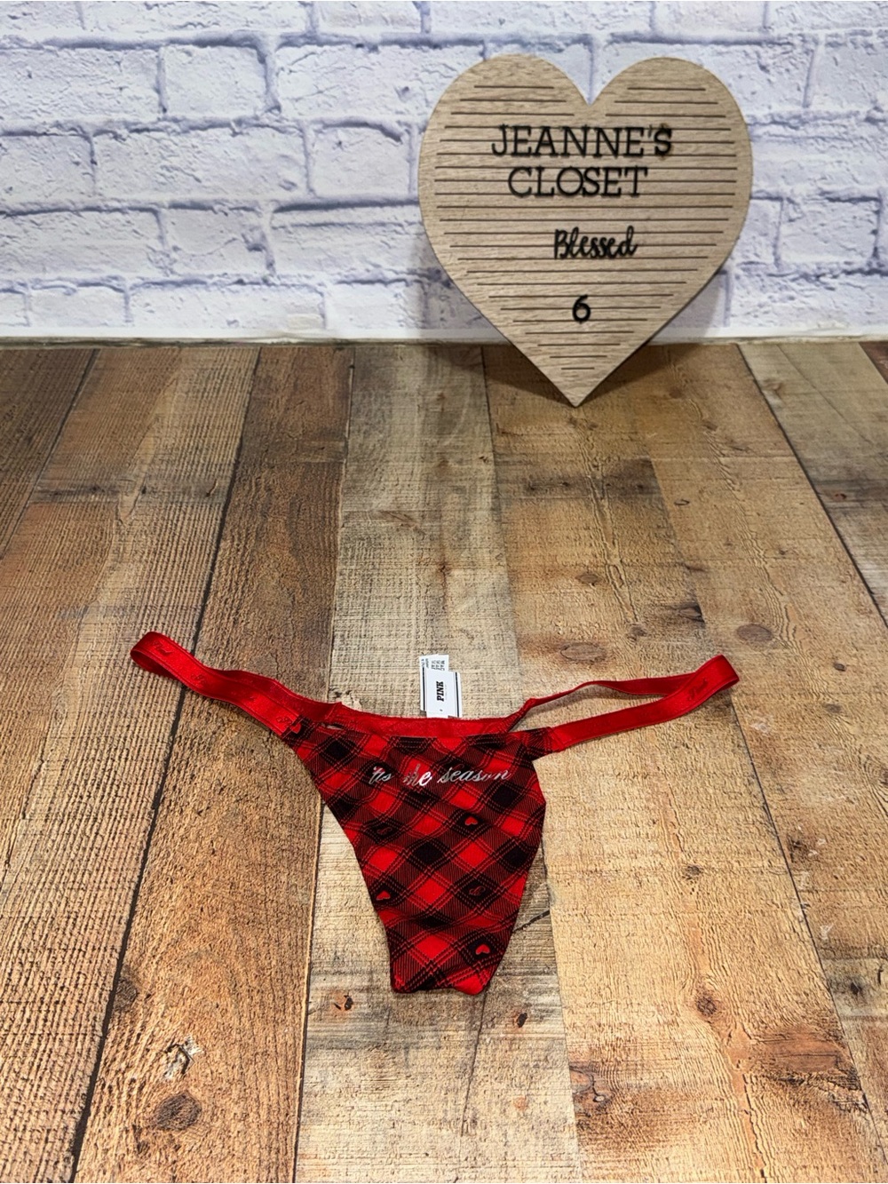 VICTORIA'S SECRET PINK Cotton High Leg Micro Thong Panty XL Red Plaid NWT VS
